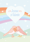 Oiseaux doux sous un arc-en-ciel d'amour